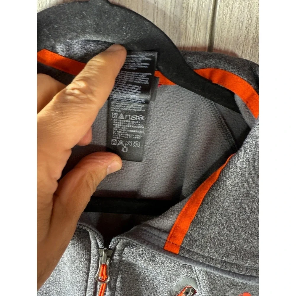 The North Face Mens Gray Orange Quarter Zip Fleece Pullover Jacket Size Large